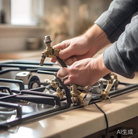 连接燃气胶管，确保安全