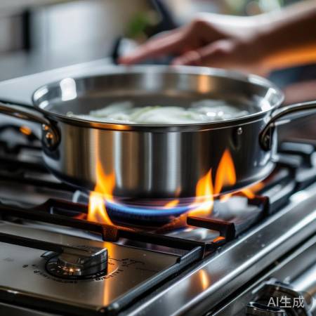 调整灶具高度，火焰覆锅底