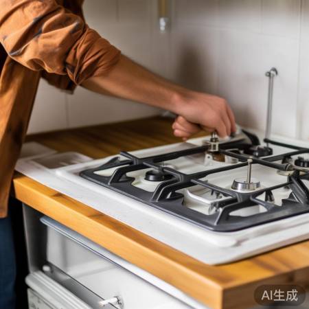 安装燃气灶，防滑垫稳固