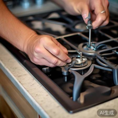 固定燃气灶底座，均匀拧螺丝