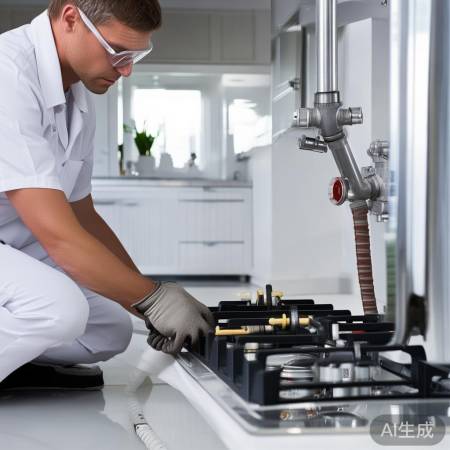 安装燃气连接软管，检查漏气