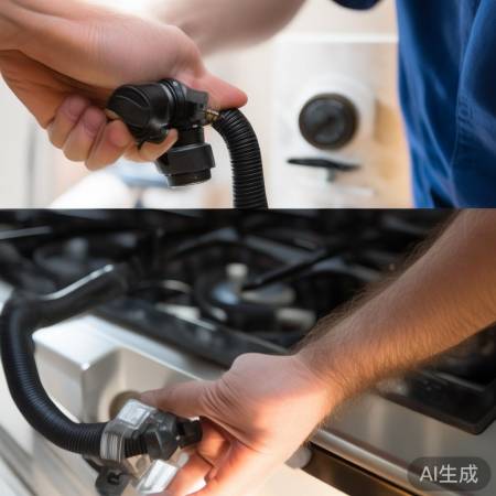 安装软管，注意长度防泄漏