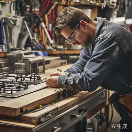 安装灶台，螺丝固定