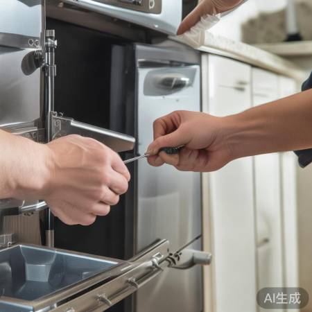 安装灶台支架，拧紧螺丝稳固。