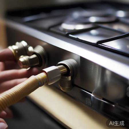 软管连接燃气灶，防泄漏