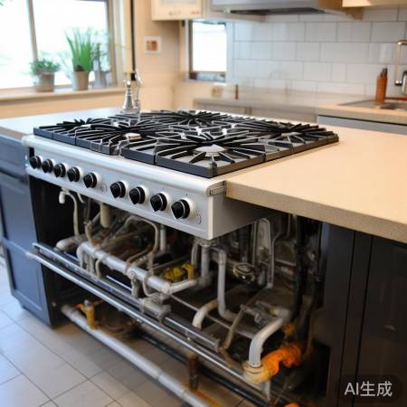 安装灶台，检查管道接口