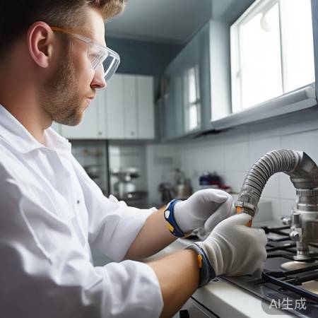 软管连接三角阀与灶具