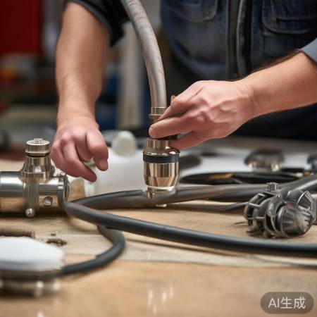 连接管道，涂抹生料带