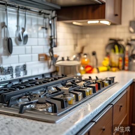 燃气灶安装完成，安全检查。