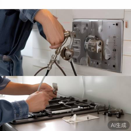 燃气软管连接,生料带防漏